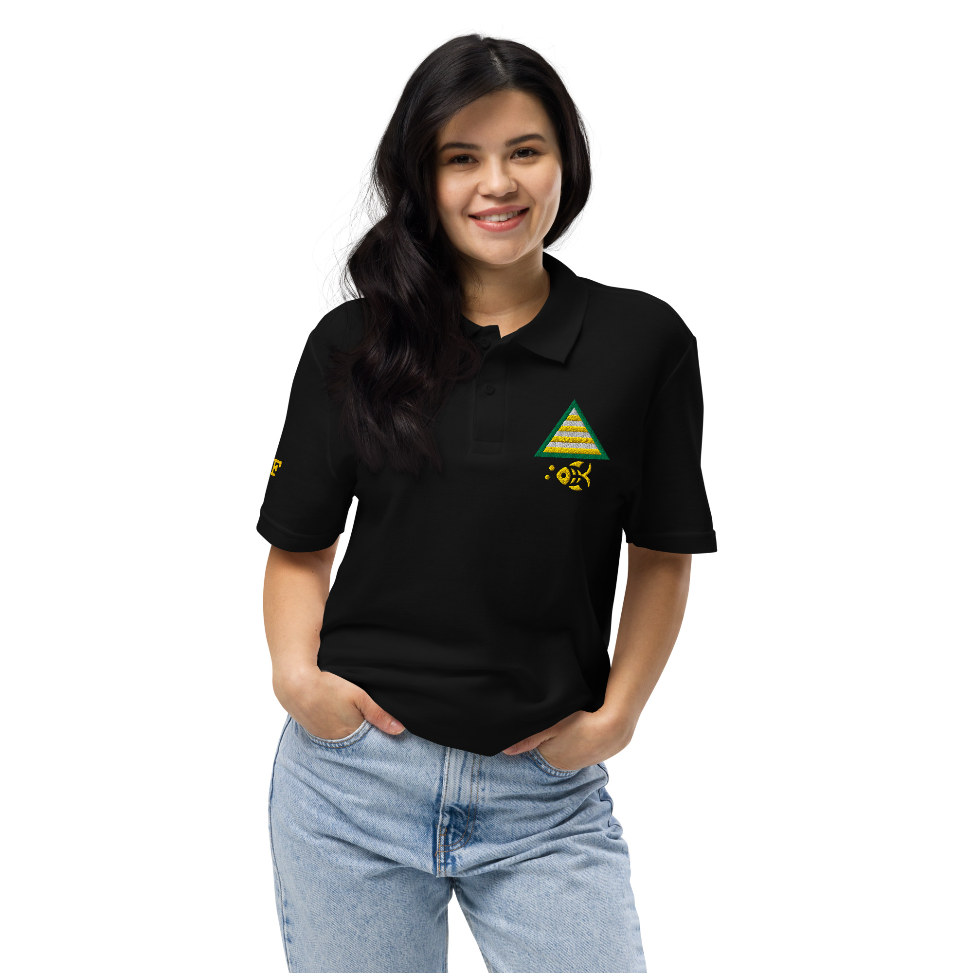Woman Sitting Displayinh P&F Shirt